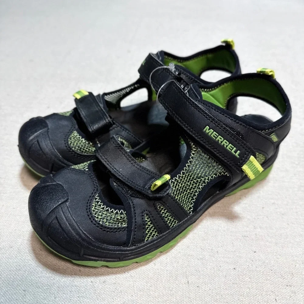 Merrell Boys Hydro Rapid Sandals Black Lime Green Water Shoes MY54843 Size 5M